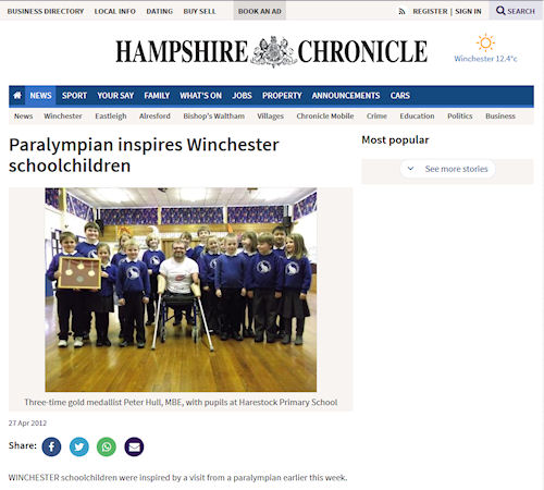 Hampshire Chronicle - Paralympian inspires Winchester schoolchildren